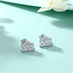 925 Silver Crown Heart Studs