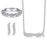 925 Silver S Earrings Full Zircon Ring Necklace Set