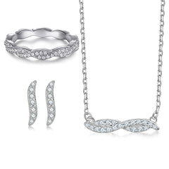 925 Silver S Earrings Full Zircon Ring Necklace Set