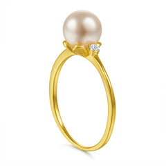 S925 Gold Plated Pearl Ring - Dainty Index Finger