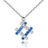 S925 Silver Blue Gemstone Square Necklace