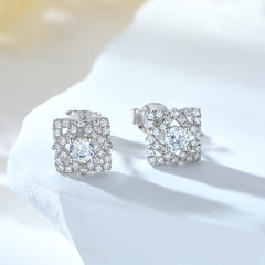 S925 Square CZ Stud Earrings