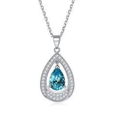 S925 Silver Aquamarine Drop Necklace