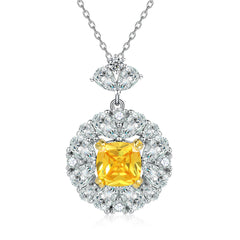 S925 Silver Yellow Zircon Flower Necklace