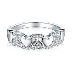 925 Silver Open Heart Accent Ring
