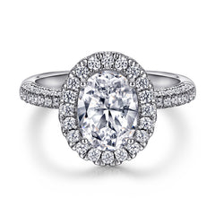 925 Silver Row Zircon Ring Necklace Earrings Set