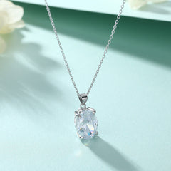 S925 Silver Oval Zircon Pendant Necklace
