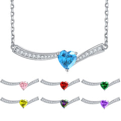 S925 Silver Aquamarine Heart Necklace