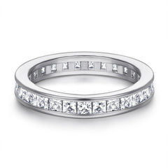 Square T-Bar Wedding Ring – Full Diamond Sterling Silver