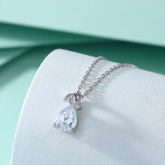 S925 Silver Pear Leaf Pendant Necklace