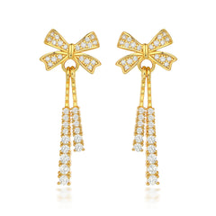 925 Silver Bow Drop Earrings