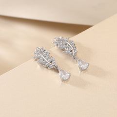 S925 Silver Leaf Drop Earrings