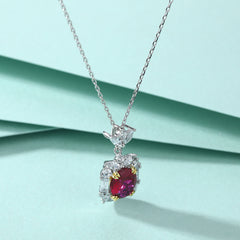S925 Silver Ruby Garnet Pendant Necklace
