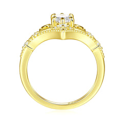 925 Silver Gold Plated Crown Ring