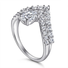 925 Silver V-Shaped Double Row Ring