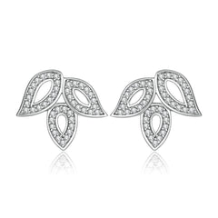 S925 Clover Leaf Earrings - CZ Silver Jewelry