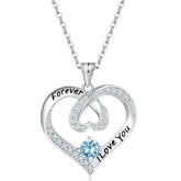 S925 Silver Letter Sapphire Heart Necklace