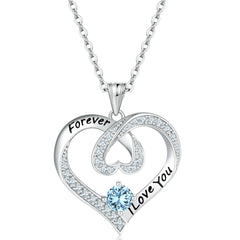 S925 Silver Letter Sapphire Heart Necklace