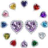 Gemstone Heart S925 Silver Stud Earrings