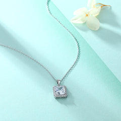 S925 Silver Square Cut Zircon Necklace