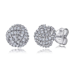 925 Silver Knitted Ball Zirconia Studs