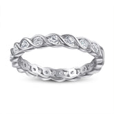 925 Silver Wave Design Pavé Ring