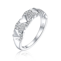 925 Silver Open Heart Accent Ring