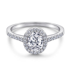 S925 Oval CZ Engagement Ring - Cartier Style