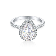 S925 4ct Flame-Cut Gemstone Ring - Icy CZ