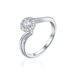 925 Silver Twist Band Cubic Zirconia Ring
