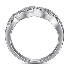 925 Silver Double Row Crossover Ring