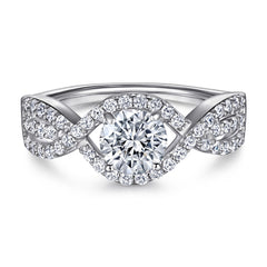 925 Silver Pattern Row Ring Diamond Necklace Earrings