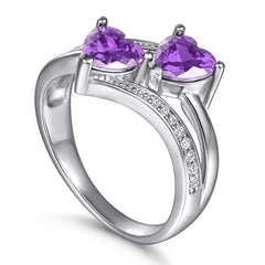 925 Silver Double Heart Halo