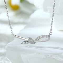 S925 Silver Ribbon Bow Necklace