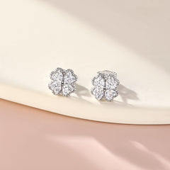 S925 Clover CZ Earrings - Luxe Silver Jewelry