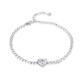 S925 Heart CZ Bracelet - Luxe Silver Jewelry
