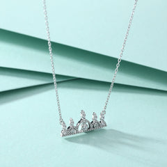 S925 Silver Princess Crown Zircon Necklace