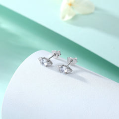 S925 Square Prong Earrings - CZ Diamond Studs