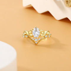 925 Silver Gold Plated Crown Ring