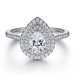 S925 Pear CZ Solitaire Ring - Tiffany Style