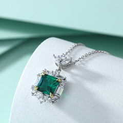 S925 Silver Emerald Gemstone Necklace