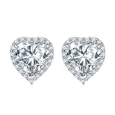 S925 Silver Heart Zircon Stud Earrings