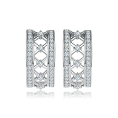 S925 Silver Half Hoop Zircon Earrings