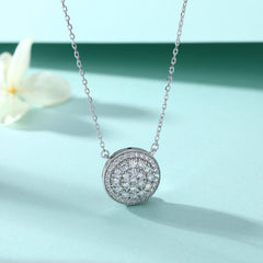 S925 Silver Full-Cut Zircon Circle Necklace