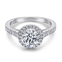 925 Silver Zircon Ring Round Necklace Earrings Set