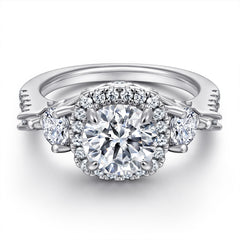 925 Silver Zircon Earrings Square Necklace Ring Set