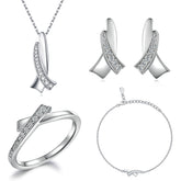 925 Silver Bow Ring Necklace Earrings Bracelet
