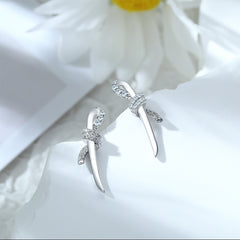 925 Silver Twisted Bow Earrings Studs