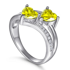 925 Silver Double Heart Halo