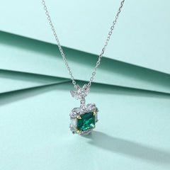 S925 Silver Emerald Gemstone Necklace